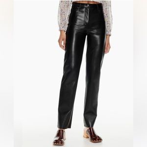 Aritzia Melina Black Faux Leather Straight-Leg Pants